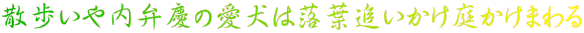散歩いや内弁慶の愛犬は落葉追いかけ庭かけまわる 