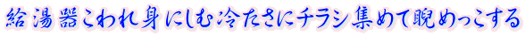 給湯器こわれ身にしむ冷たさにチラシ集めて睨めっこする 