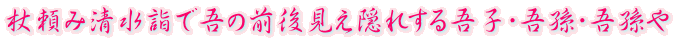 杖頼み清水詣で吾の前後見え隠れする吾子・吾孫・吾孫や 